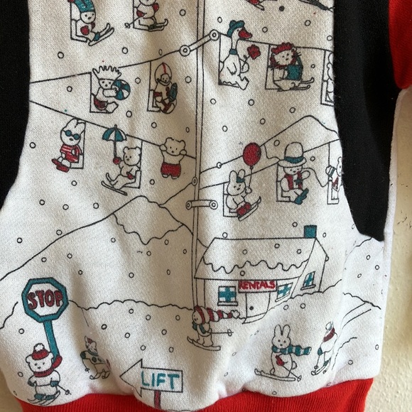 Vintage baby sweatshirt. Skiing animals. - Picture 2 of 7